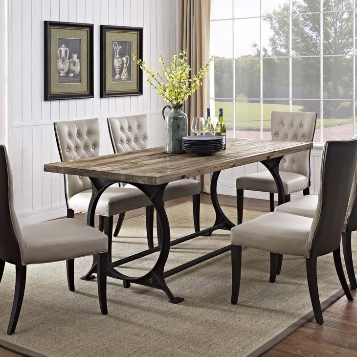 Diffuse Wood Top Cast Iron Dining Table - living-essentials